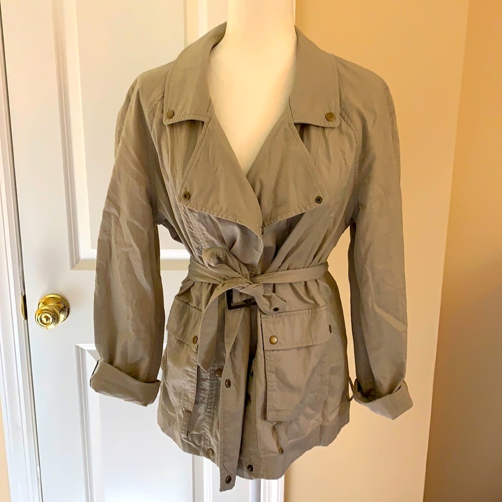Cotton linen mini trench with belt